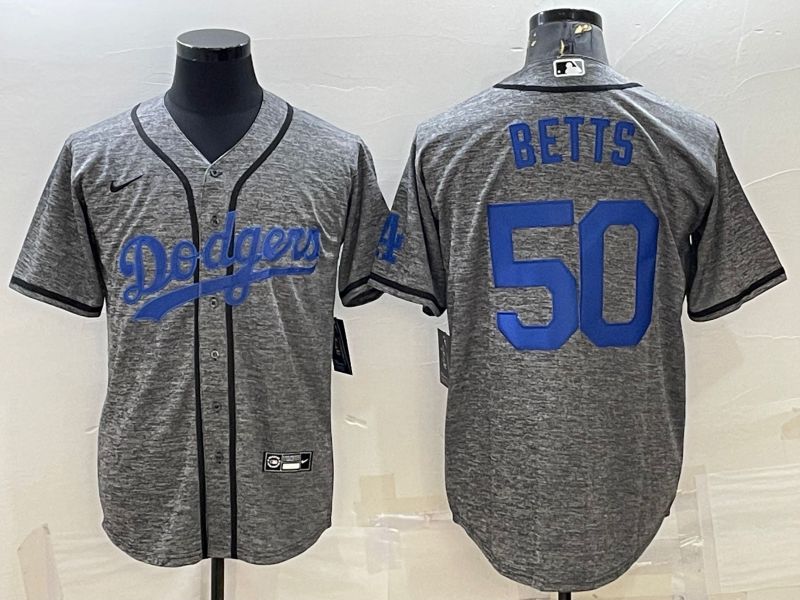 Men Los Angeles Dodgers #50 Betts Grey hemp ash 2022 Nike MLB Jerseys